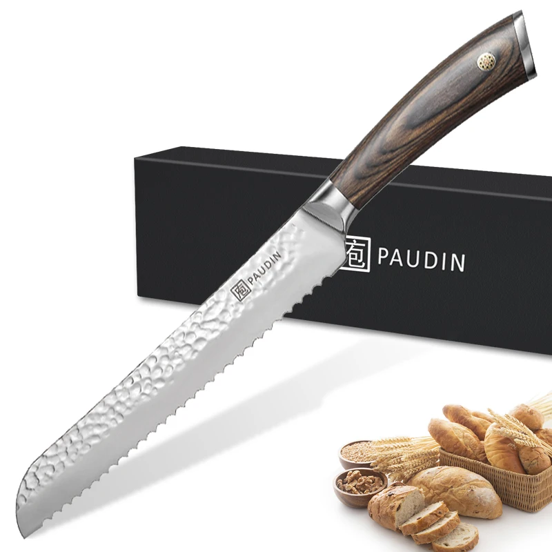 PANDIN hammer pattern Japanese Stainless Steel Professional Bread Serrated Cutting Knife Ultra Sharp Bread Slicer knives