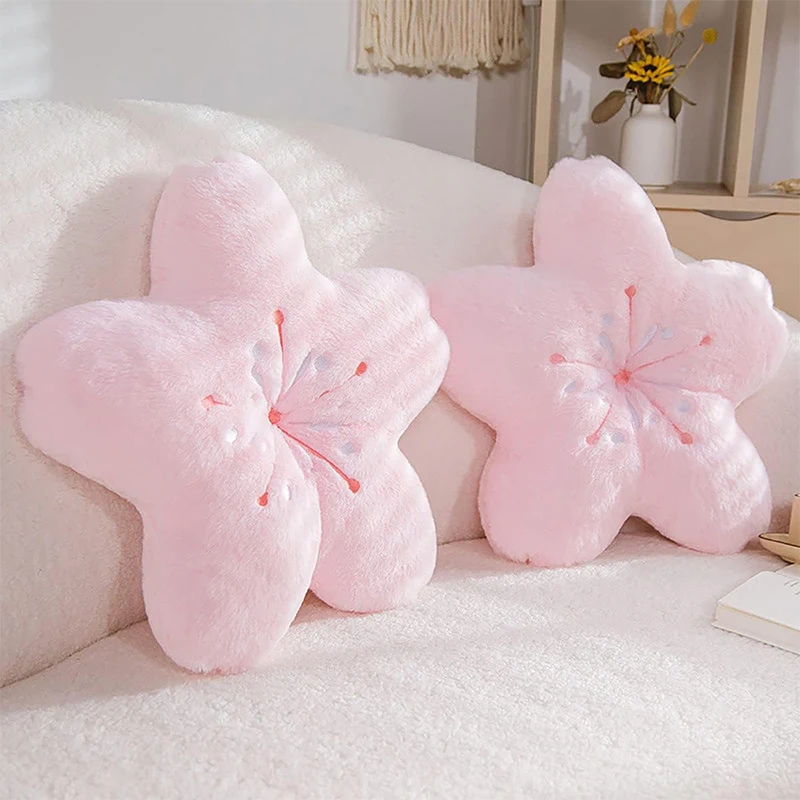 U063 Cute Cherry Blossom Decorative Plush Pillow for Bedroom Balcony Living Room Sofa Chair Cherry Cushion