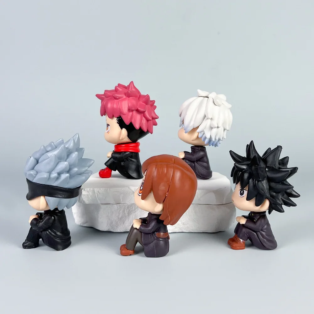 Promotional Gift factory price cartoon model ornaments small pvc toys 5pcs set Sitting Doll Jujutsu Kaisen