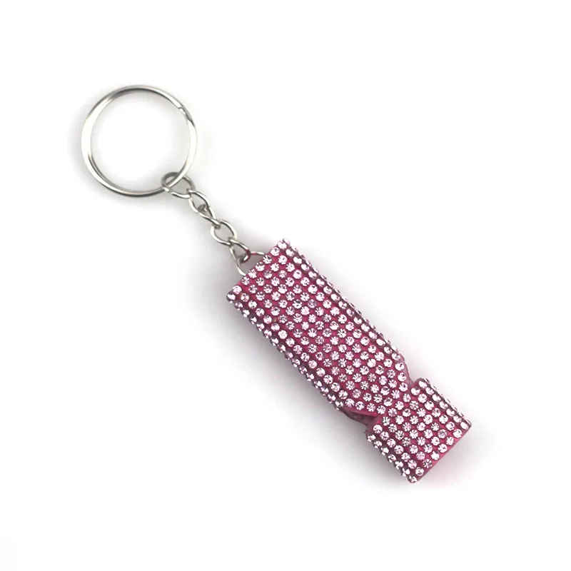Diamond whistle key chain women bag jewelry accessories alarm whistle key ring