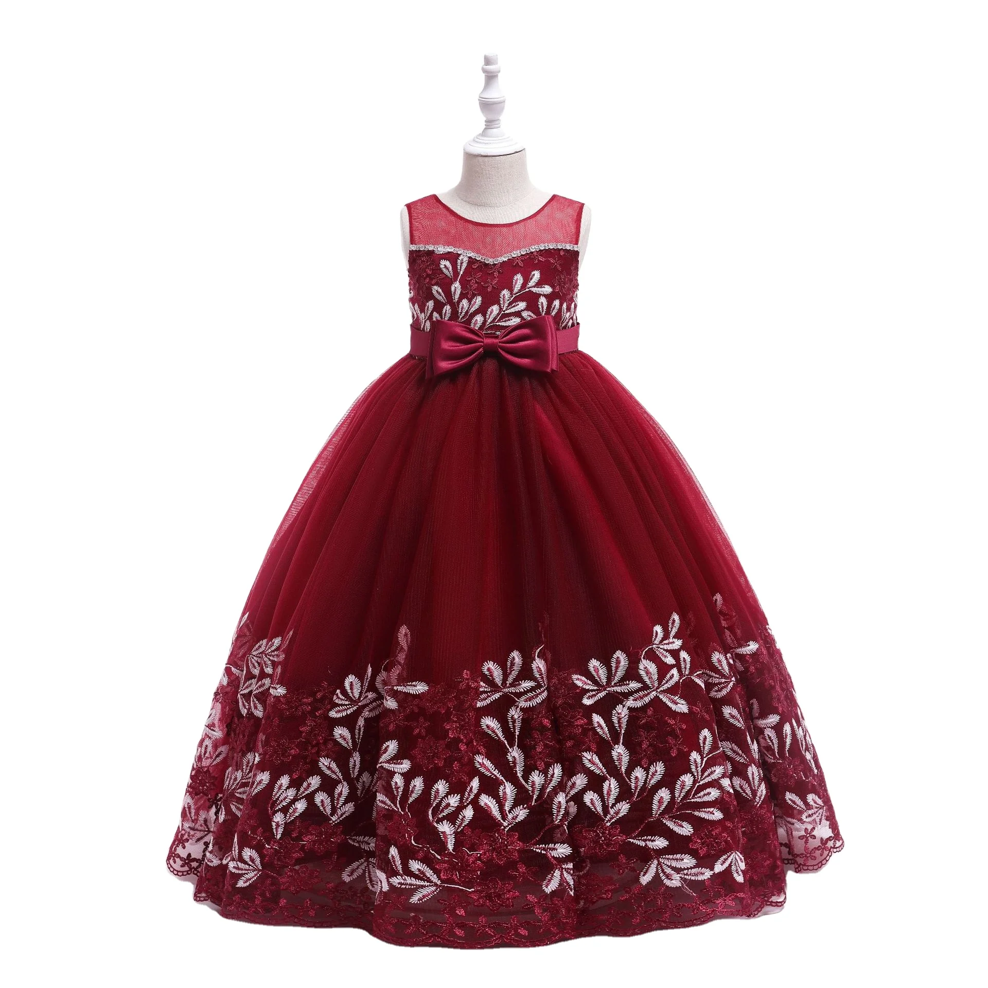 Toddlers Birthday Party Princess Wedding Long Maxi Lace Sequined Baby Party Frocks Kids Clothing 12 Years Old Girls Dresses