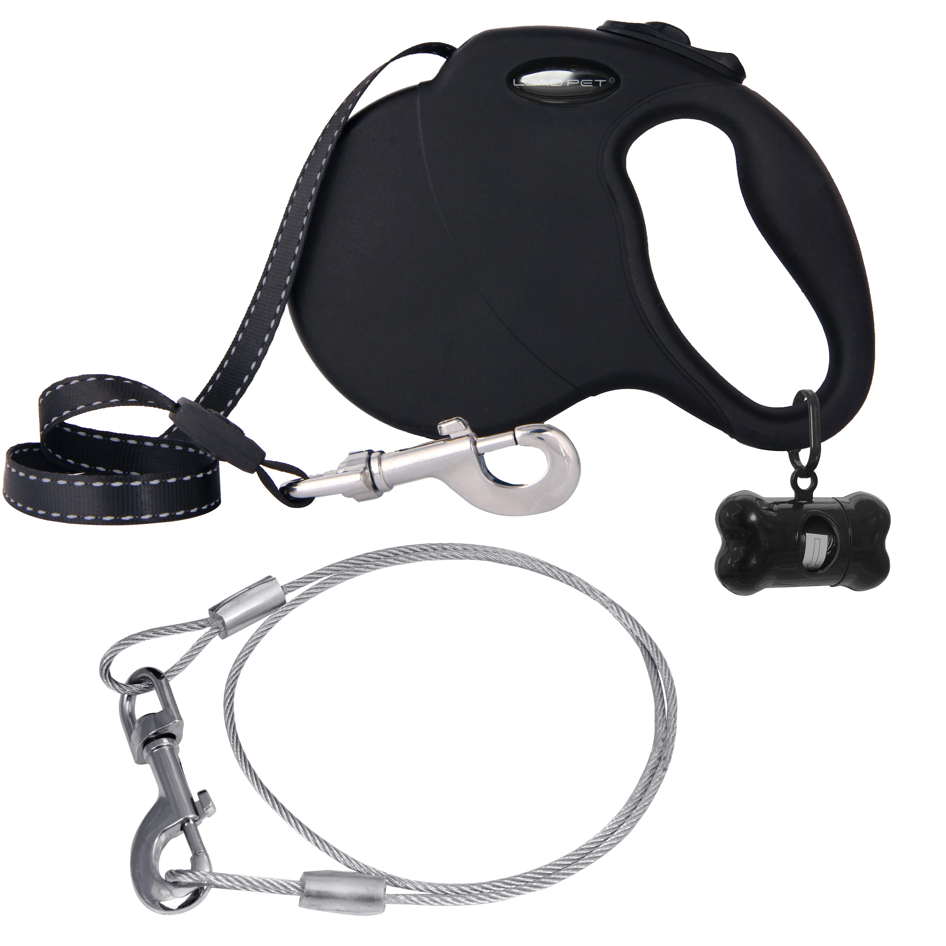 LEAD PET  Chew Proof steel wire leash Ropes Upgraded Retractable Dog Leash, 360 haodTangle-Free Heavy Duty 16ft Reflective