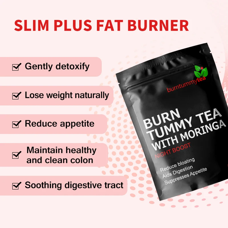 28 Days Burn Tummy Tea with Moringa Wins Town Organic Detox Herb & Vitamin Sachet Diet Herbal Tea Bag for Flat Tummy