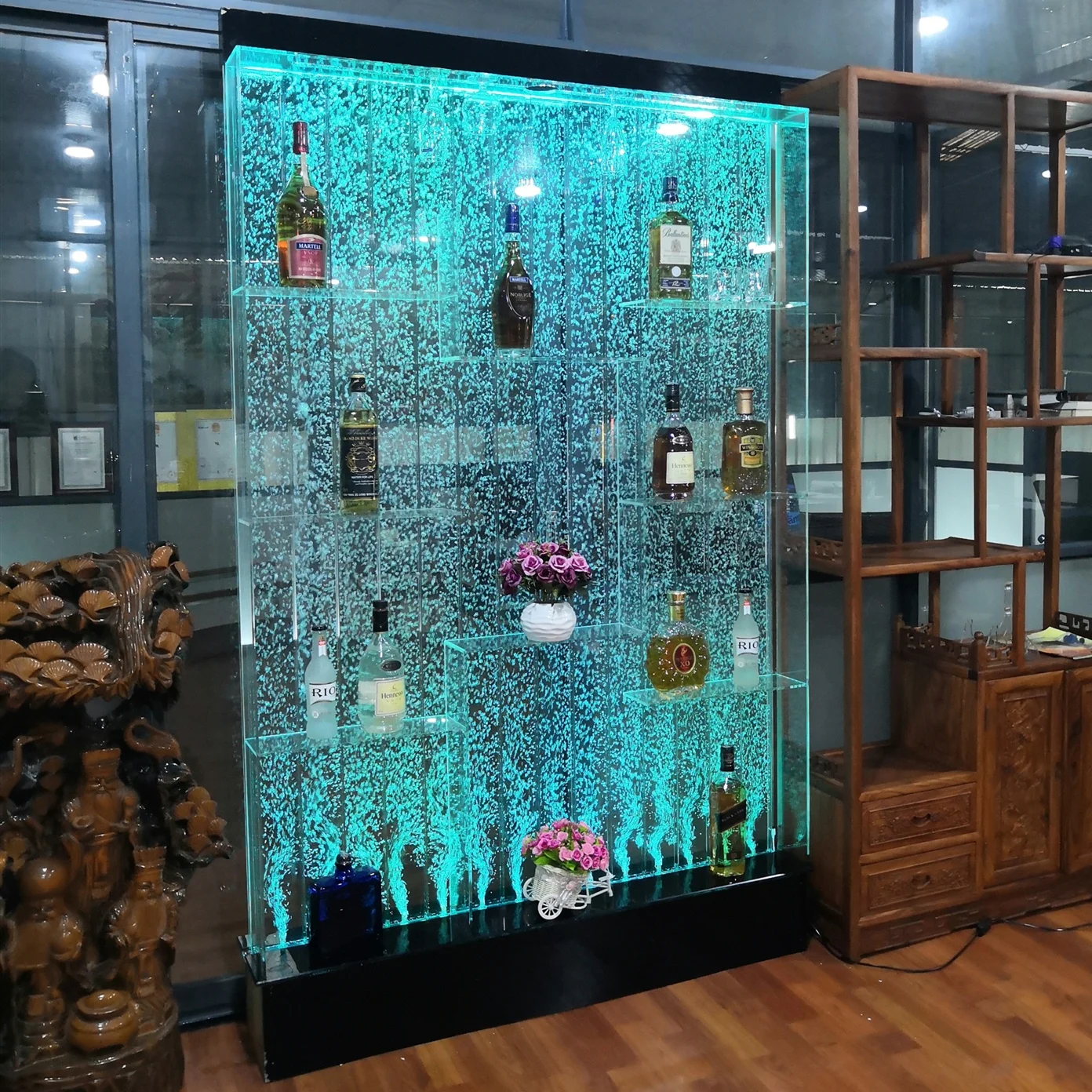 LED bar furniture water bubble panel wall acrylic aquarium wine bar cabinet