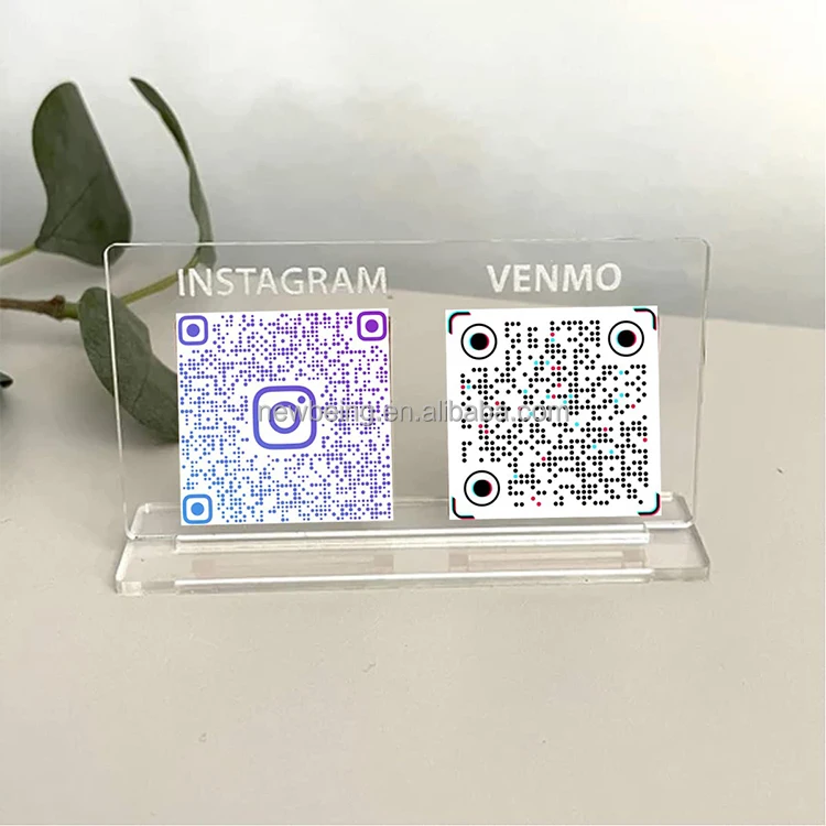 3D Social Media Qr Code Sign Personalized Paypal Scan to Pay App  Gold and Silver Acrylic Qr Code Sign