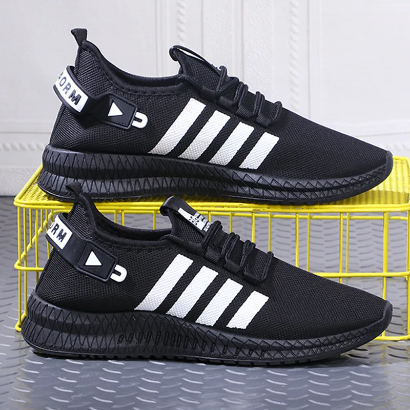 oem cheap breathable mesh upper black sneaker white casual for men walking style shoes did sport shoes
