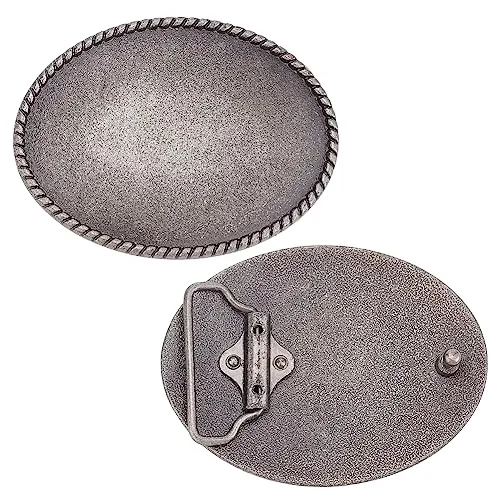 Custom Oval Belt Buckle DIY Antique Silver Western Cowboy with Blank Tray for Cowgirl