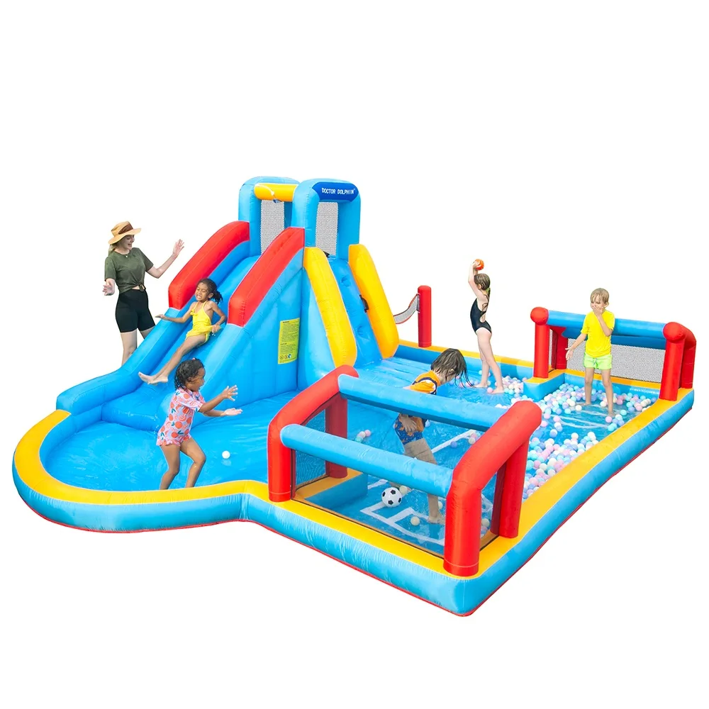 Outdoor PVC Fabric Children Inflatable Water Slide With Pool Inflatable Football Game for Kids Playing