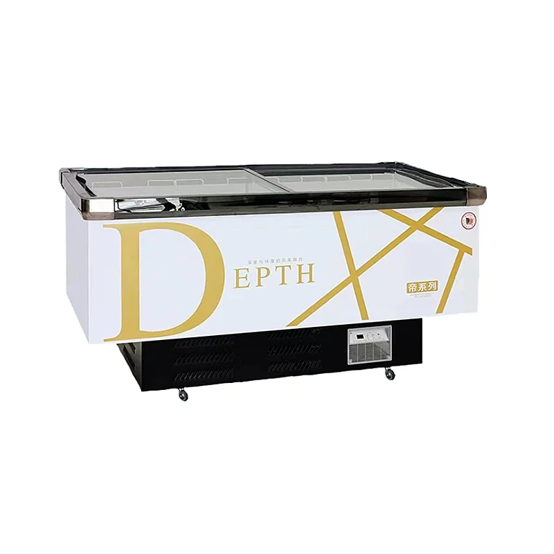 8- Display island freezer deep island freezer commercial refrigerated display cabinet supermarket barbecue island freezer