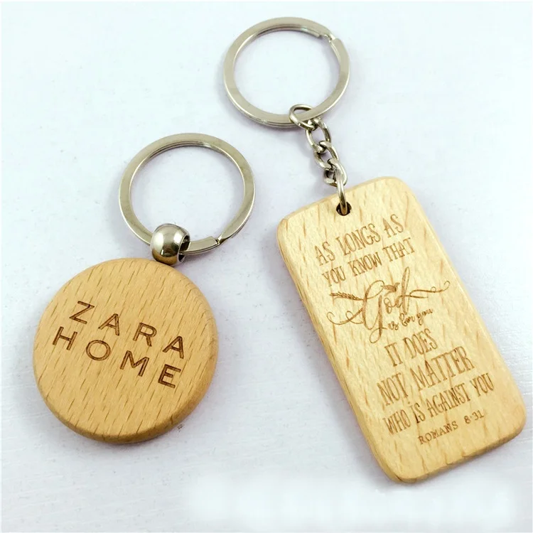 Wholesale OEM supply Fashionable Factory Price custom  Logo Beech Wooden Keychains