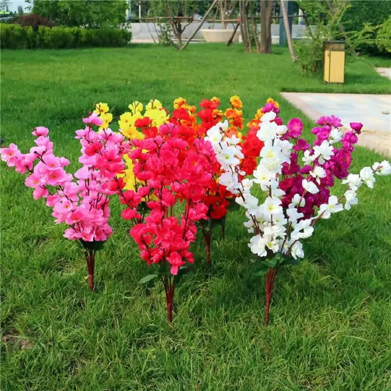 DREA Wholesale Artificial Flowers 7 Forks Peach Flowers Artificial Blossom For Home Wedding Decoration