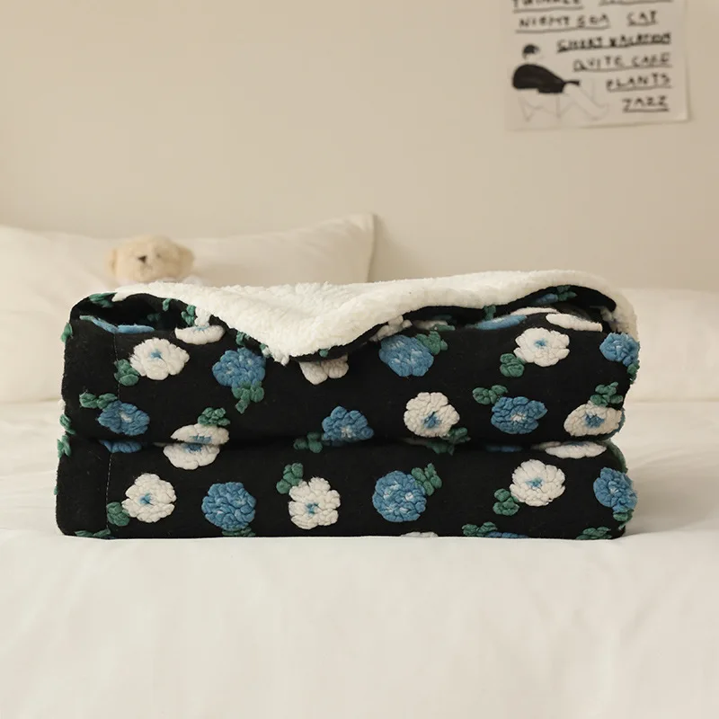 low moq cheap price custom Fluffy jacquard Thick Ultra soft Warm wool Sherpa blanketor Home Sofa Couch