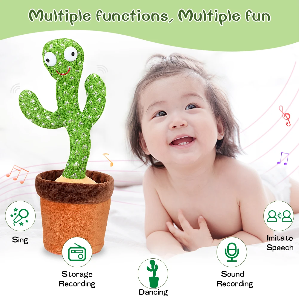 Factory Hot Selling Electric Singing Dancing talking Cactus Toys Recording Plush Toy Singing Dancing Cactus