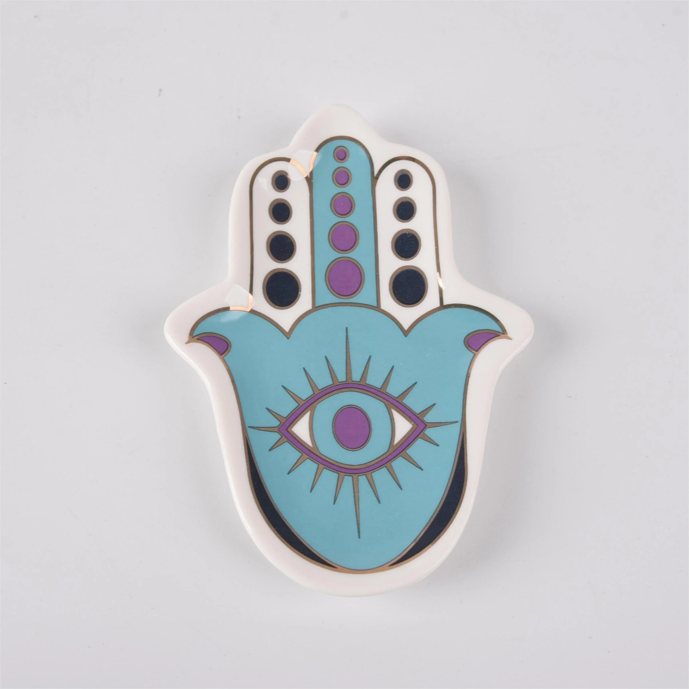Exquisite Hamsa - Decor Hand - Shaped Ceramic Jewelry Plate: A Versatile Ring Holder and Trinket Dish