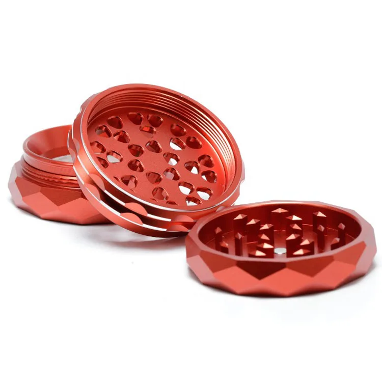 Customized logo Grinder 63mm Diamond CNC Aluminum Herb Grinder with etched logo