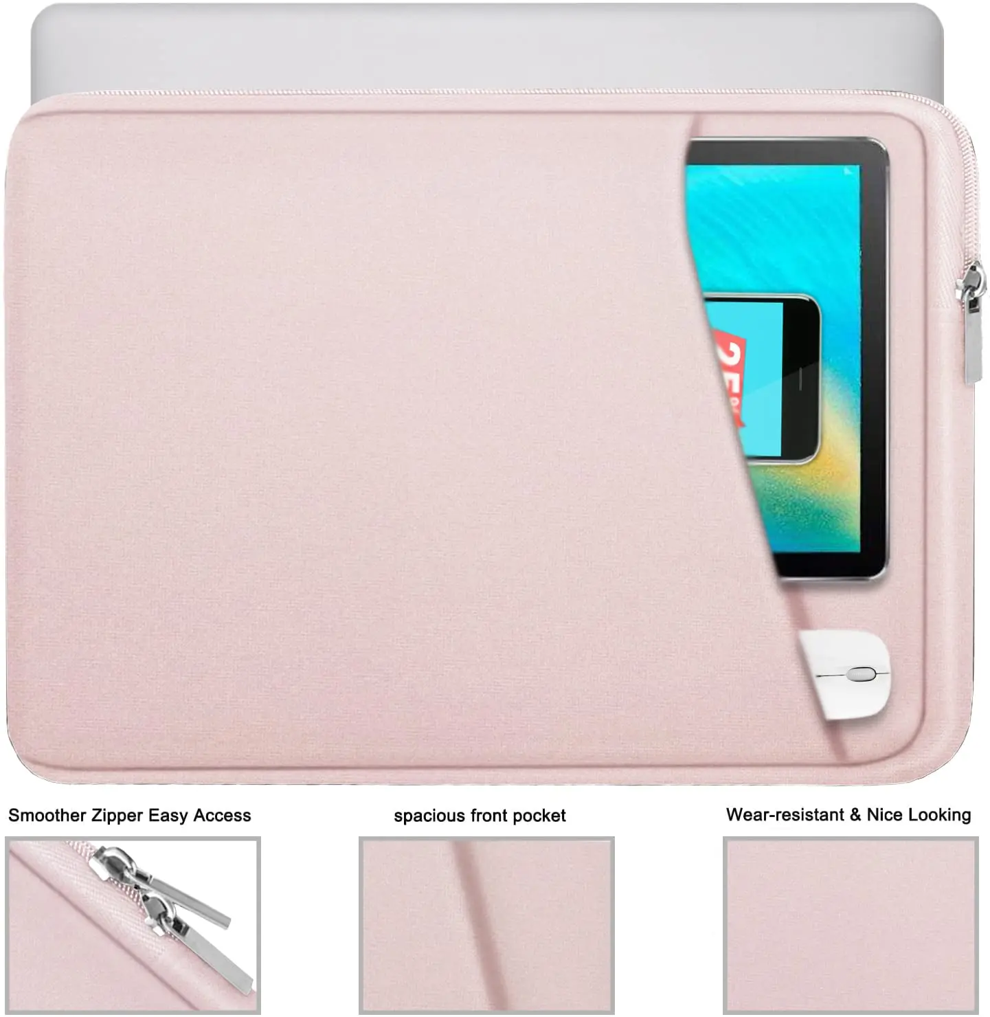 Women Water Resistant Business Neoprene Laptop Sleeve Bag with Multiple Pockets