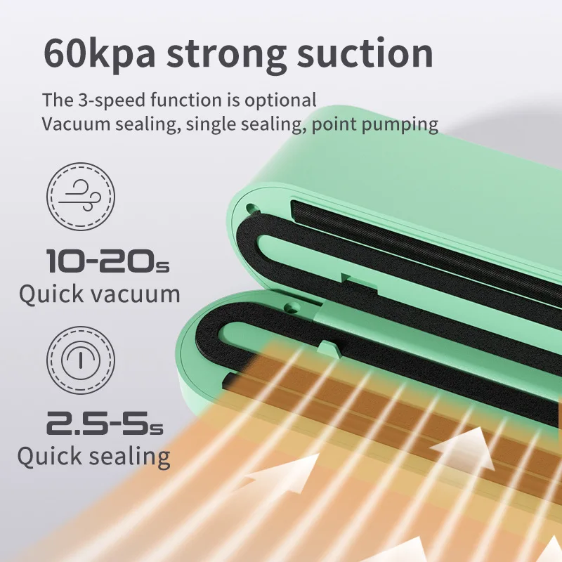 3-in-1 electric Dry and Moist Vacuum Sealer multifunction portable mini Automatic Food Vacuum Sealer Machine For Kitchen