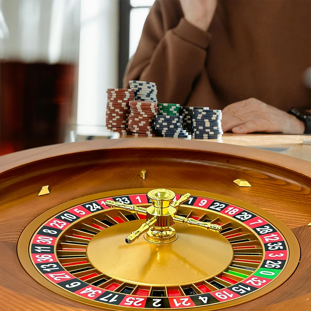 Wooden Roulette Wheel, 18 inch Solid Wood Casino Roulette Wheels Set for