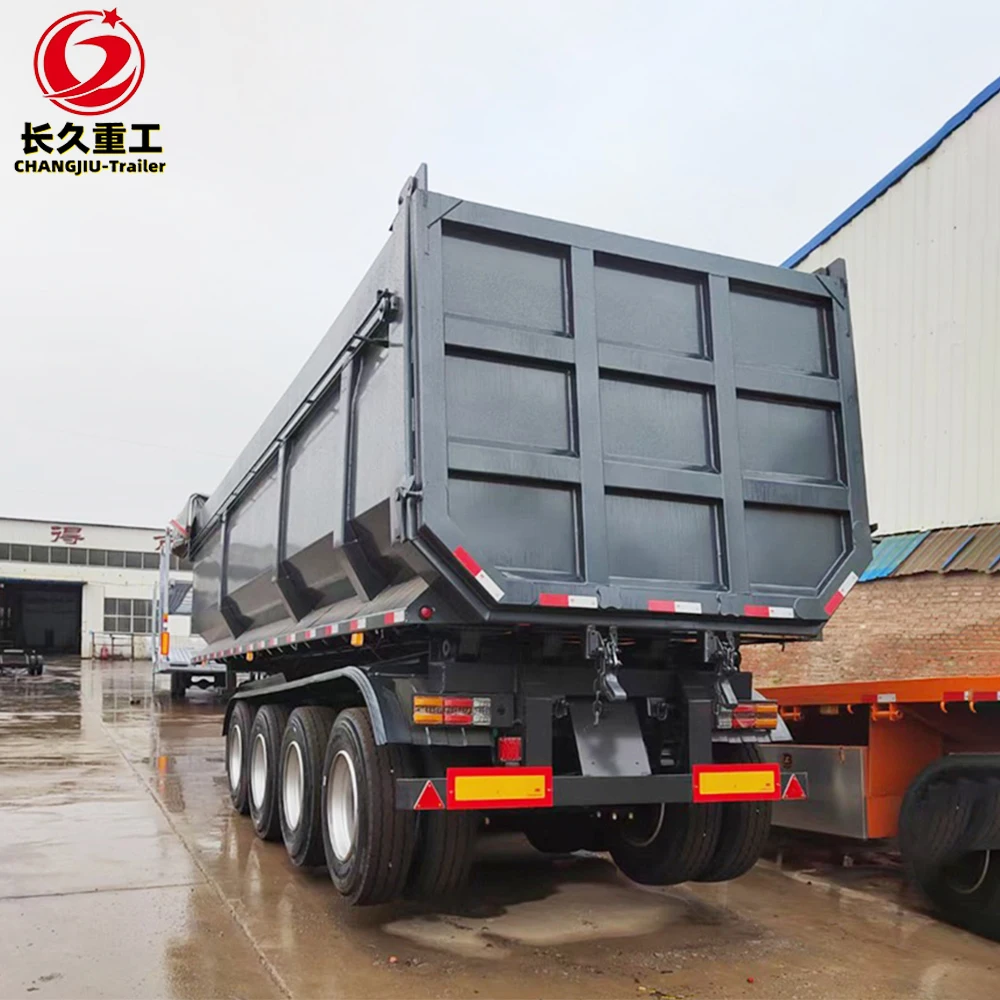 3 Axles 4 Axles Rear End Dump Semi-Trailer For Sale Rear Dump Semi Trailer Tipping Trailer