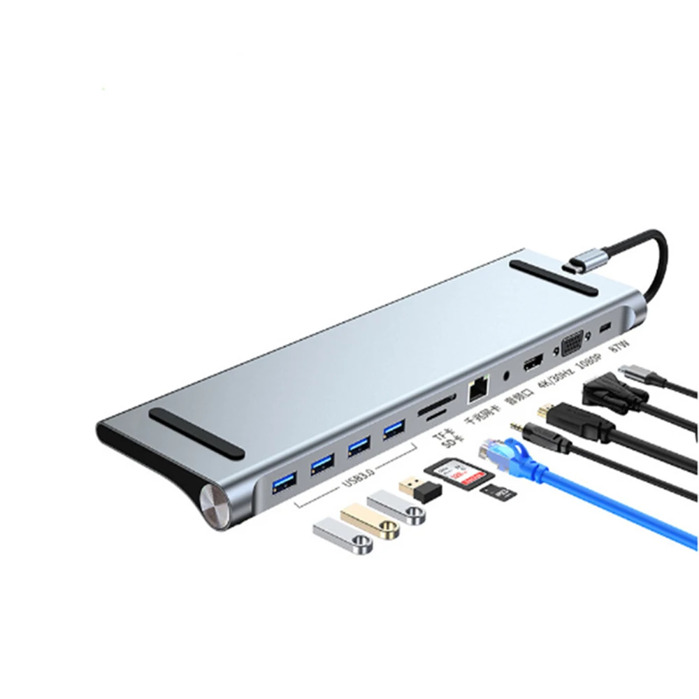 11 в 1 кабель с разъемом типа C USB концентратор с Gigabit Ethernet 11 порт USB C док-адаптер для ноутбуков USB 3,0 концентратор