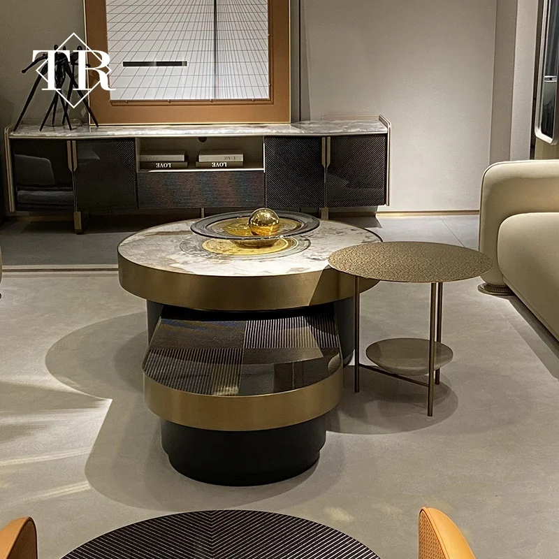 Современный Роскошный итальянский журнальный столик Turri, набор мебели для гостиной, металлический мраморный центральный кофейный столик
