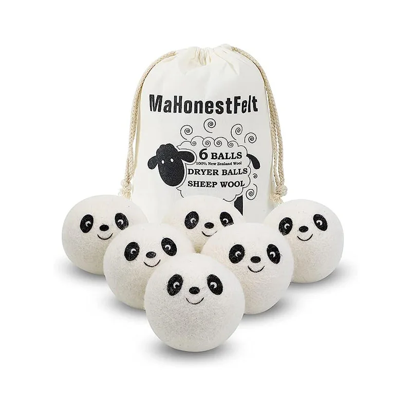 Organic New Zealand Wool Dryer Balls Handmade in 7cm Natural Felt for Cleaning and Washing Packaged in Cotton Bag