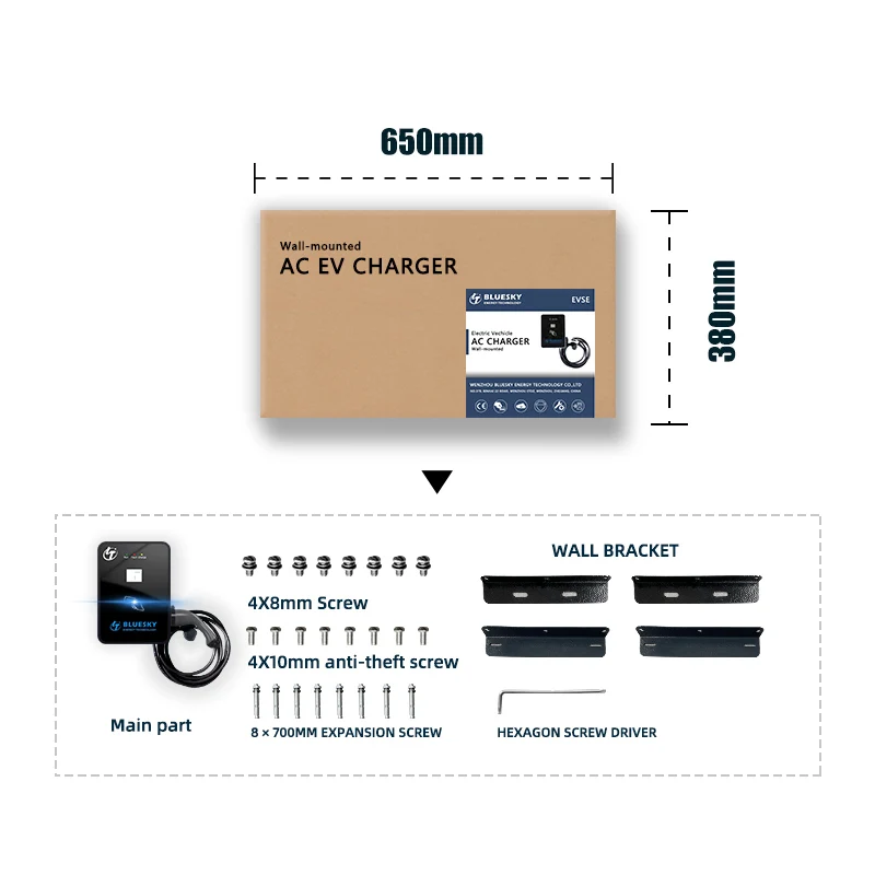 11kw AC EV зарядное устройство ocpp Тип 2 ev wallbox IEC 62196-2 3 фазы SAE J1772 Автомобильное для быстрой