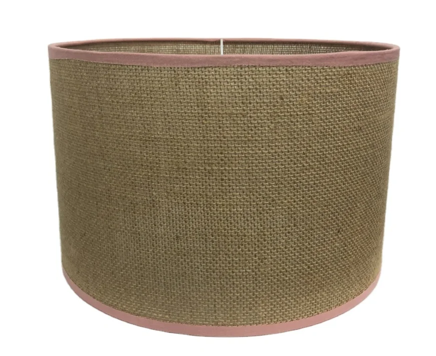 Traditional Modern Cylinder Table Pendant Lampshade Drum E27 or B22 Light in Natural rough linen lampshade