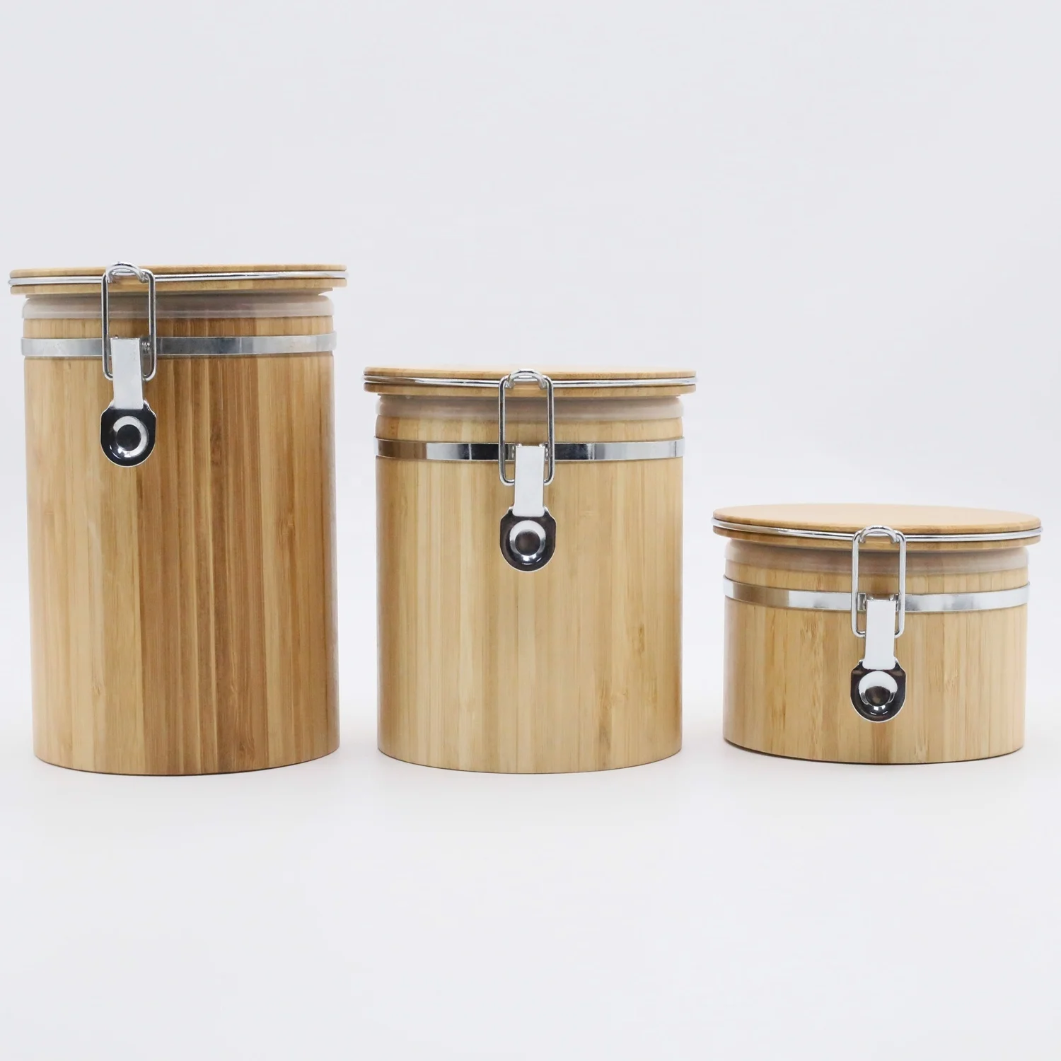 Bamboo Coffee Canister Food Storage Canister with Lid - Large For Kitchen with Coffee Tea Sugar Candy Cereal
