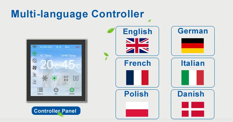 2024 China EVI DC inverter 20kw Heat Pump water heater R290 R32 air water heat pump