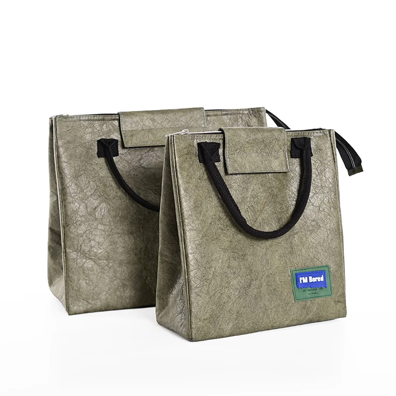 New Product Thermal Insulated Grocery Cool Carry Hard Small Blackish Green tyvek paper Cooler Lunch Bag