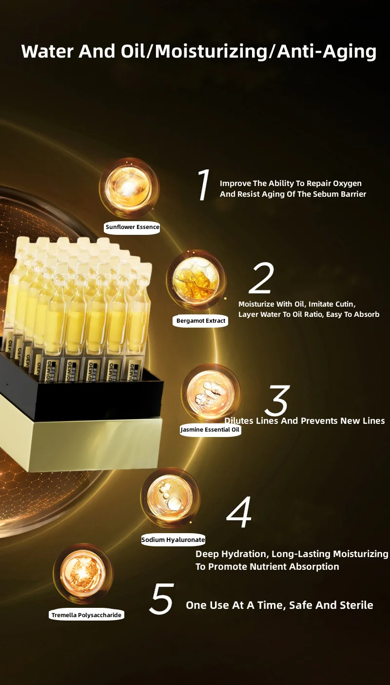 skincare Grade High Purity Skin Repair Lasting Anti-aging essence oil Ampoule Disposable Single Use Ampoule Facial Serum