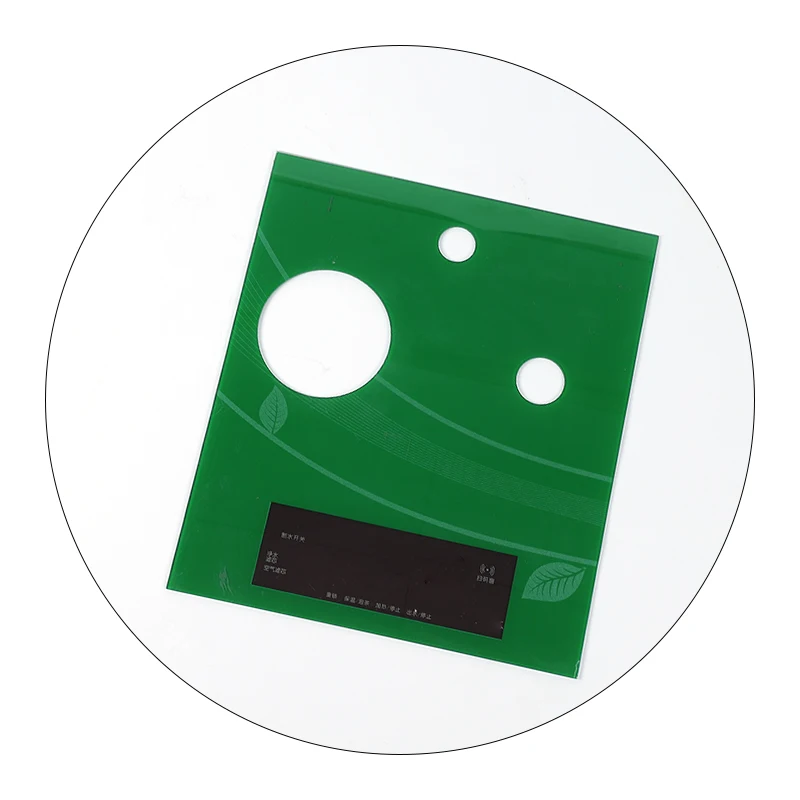 Manufacturer custom tempered glass panel with green silk screen printing for consumer home appliance