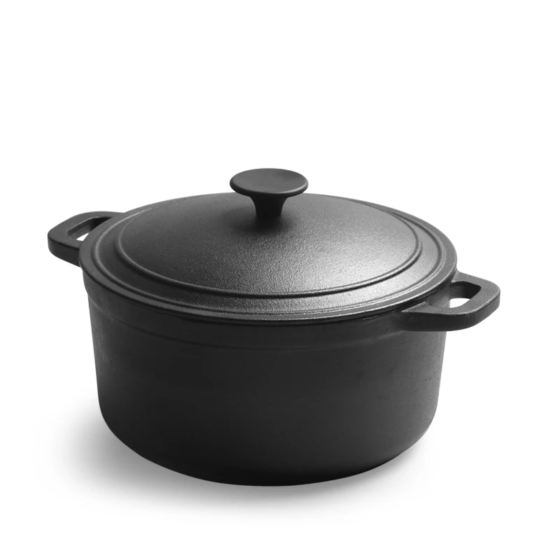 High Quality Non-stick 20cm 23cm 26cm 28cm Two Handles Sauce Pan Stew Pot Cast Iron Soup Pot With Lid