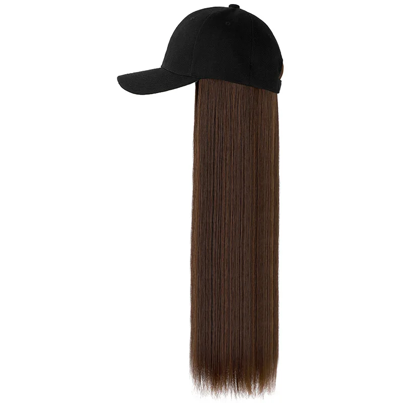 Wholesale Fashion Ladies Girl Women Synthetic Long Straight Wig hair One-piece fashion hat Baseball Cap Wig