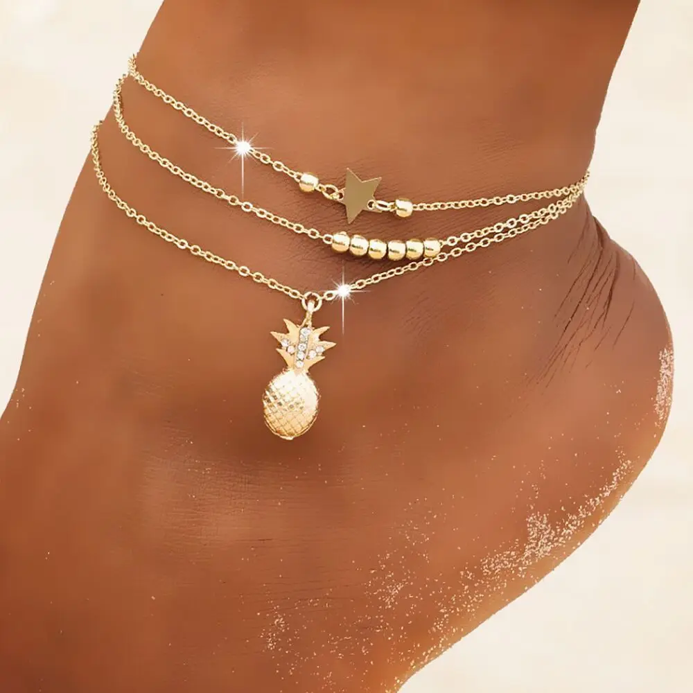 2022 Anklets Stainless Steel Foot Jewelry Bracelet Gold Plating Stainless Steel Women Bracelet Anklets Bling New