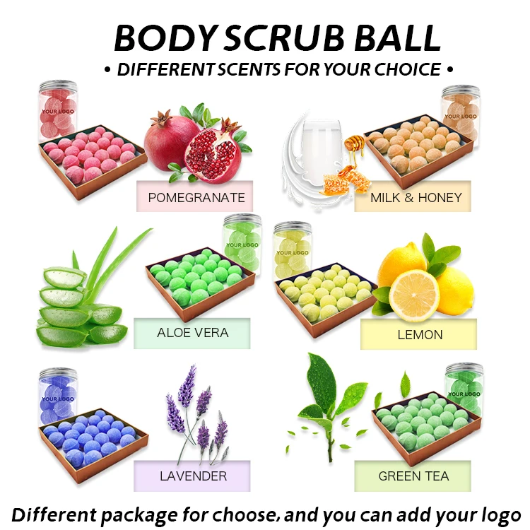 Wholesale Private Label Skin Care Sugar Body Scrub Exfoliant Whitening Organic Natural Rose Coffee Body Scrub Balls