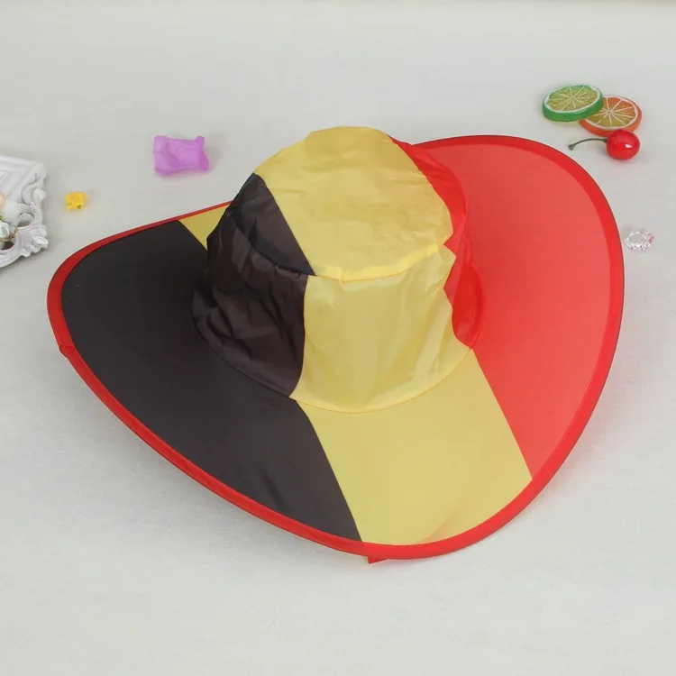 Hot Selling Fans Cowboy Hat Polyester Folding Collapsible Cowboy Hat Sunhat Germany Hat For Football Soccer Fans