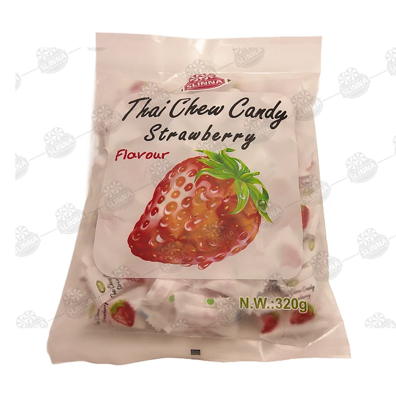 Sweet Halal chewy mixed flavour milk soft candy bag packages multi fruit flavor gummy soft candy strawberry Thai  chew candy