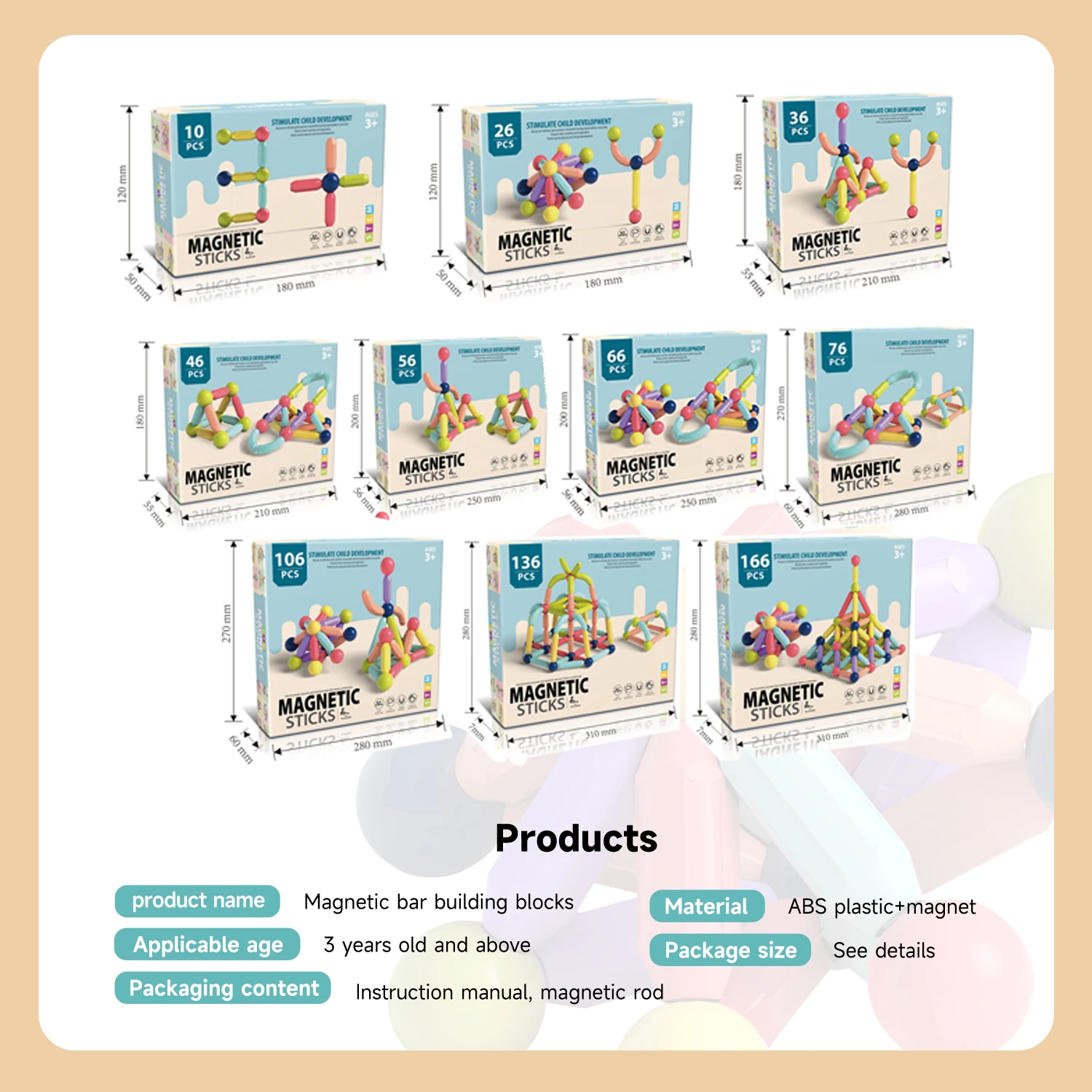 Hot Sales Novelty Gifts Education Magnetic Rod Building Block Set Boy and Girl Gifts