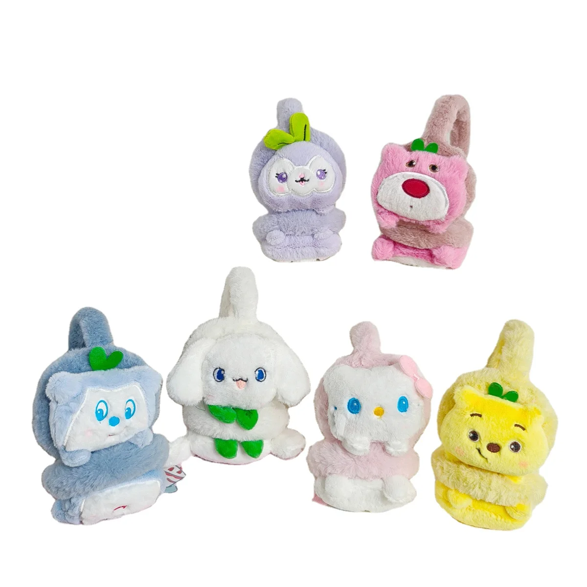 Wholesale cute animal kids cold winter ear muffs headphone fluffy furry plush baby earmuffs for kids