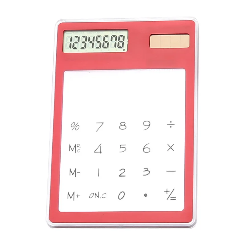 Hot Sale Transparent calculator student stationery ultra-thin solar mini portable calculator learning Office