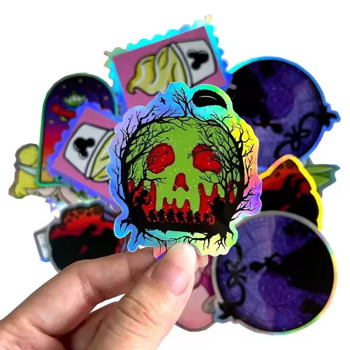 Custom Logo 3D Decorative Holographic Sticker Waterproof UV Printed Adhesive Vinyl and Plastic Glossy Surface Finish