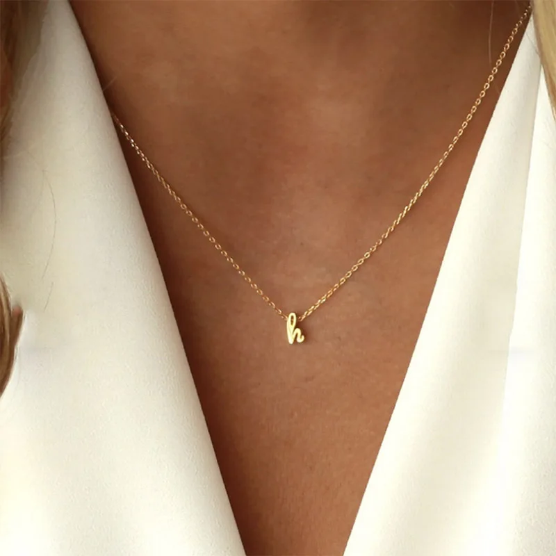 a-z 26 letters pendant necklace jewelry for women 18K gold plating stainless steel tiny Initial necklaces Girls Jewelry
