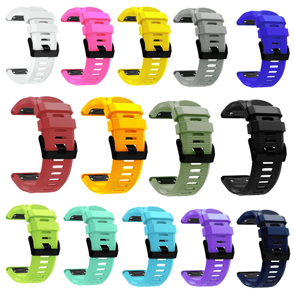 2020Hot sale 26mm easy fit silicone watch strap for garmin fenix 5x 6x 6s 5 with black buckle rubber smart watch bands
