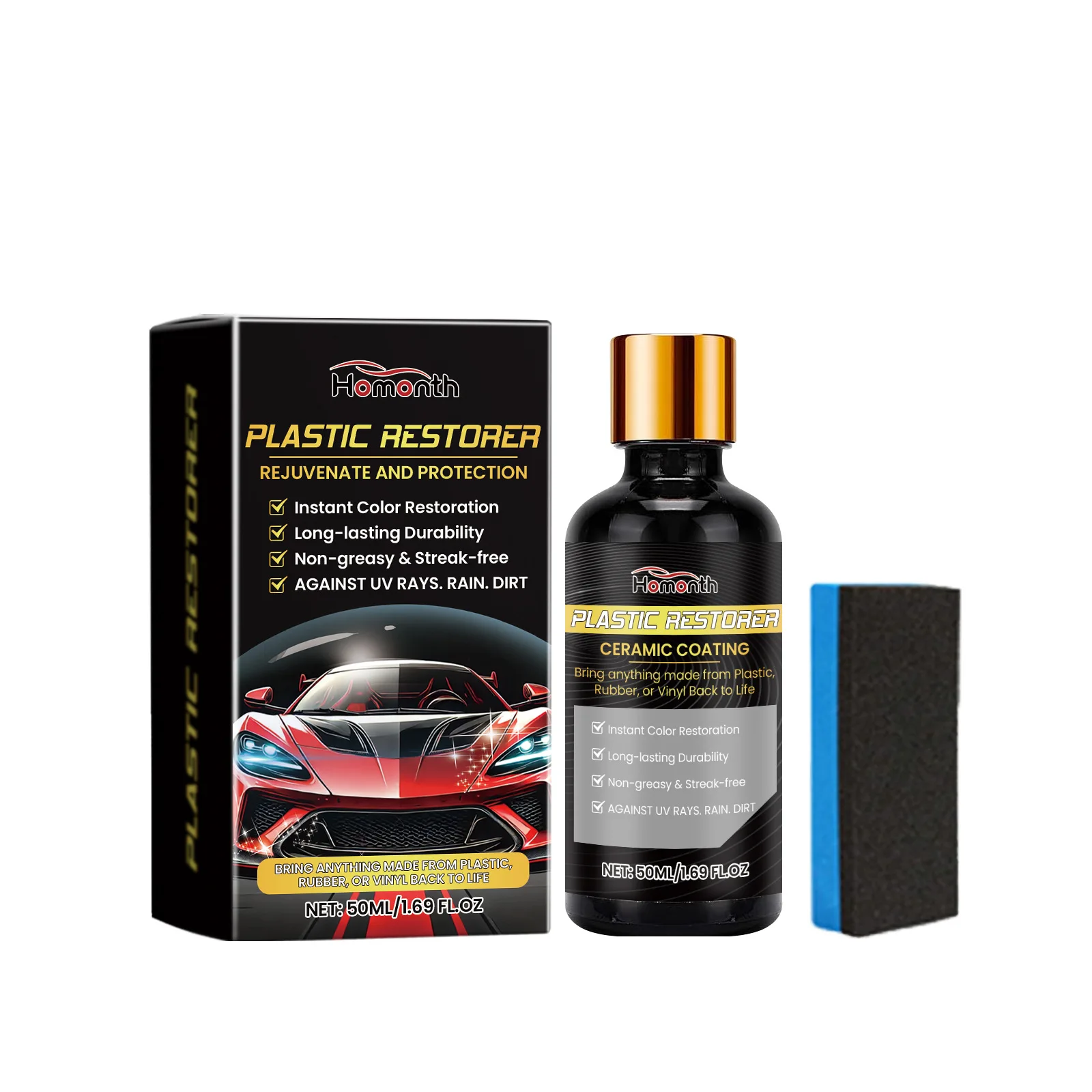 Homonth wholesale anti scratch enhanced gloss refreshing and non greasy durable car paint plastic maintenance and repair agent