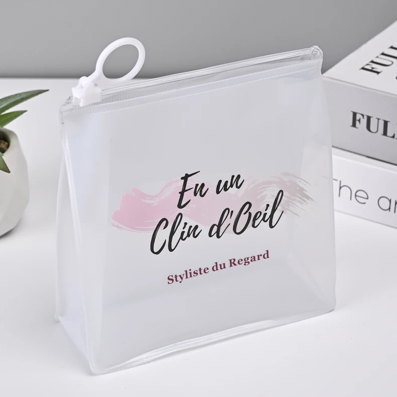 Low MOQ PVC Custom LOGO Pouch travel clear small Makeup Bag Zipper Closure Travel clear zip lock Cosmetic Bag