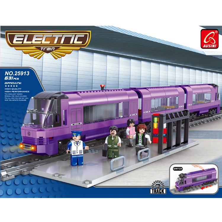 Christmas plastic connector sets station mini train building block toy for 8 year olds