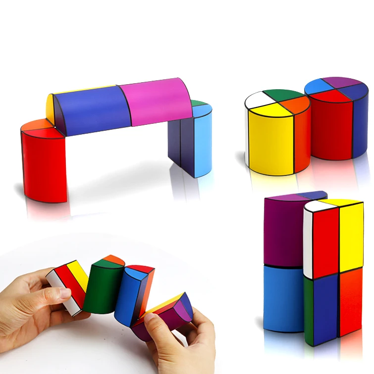 Cylindrical foldable magnetic magic cube custom logo pattern puzzle toys best for stress and anxiety relief puzzle cube