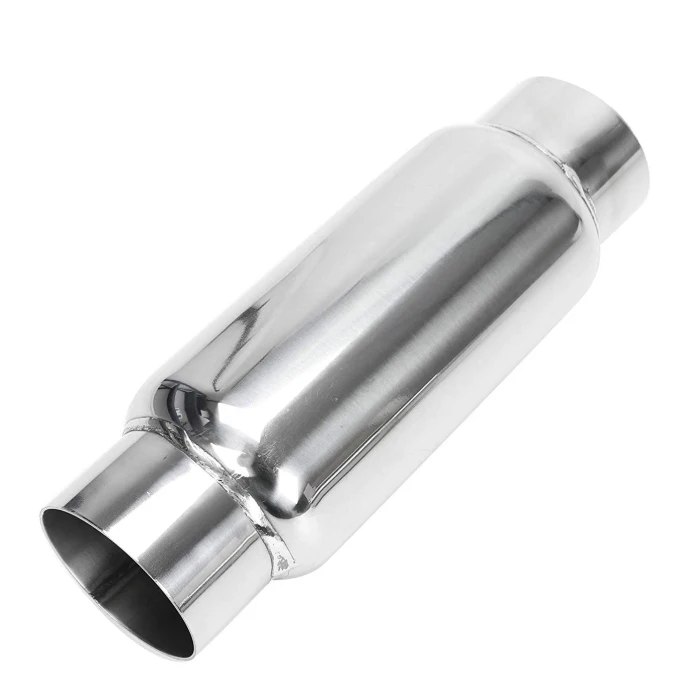 Stainless steel Round exhaust silencer muffler/ Resonator mirror polished 3 inch inlet for heavy duty automotive exhaust system